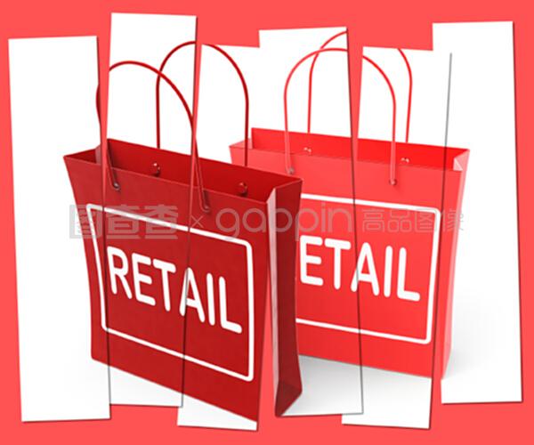零售购物袋显示商业销售和商业